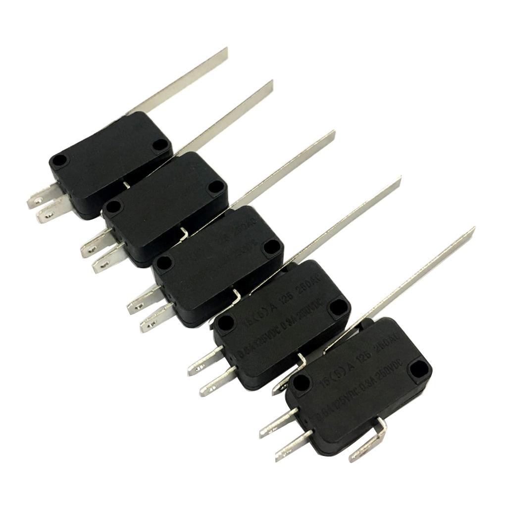 5pcs Micro Limit Switch Long Hinge Roller Momentary SPDT Snap Action for , 1NO+1NC Electronic Components with Handle