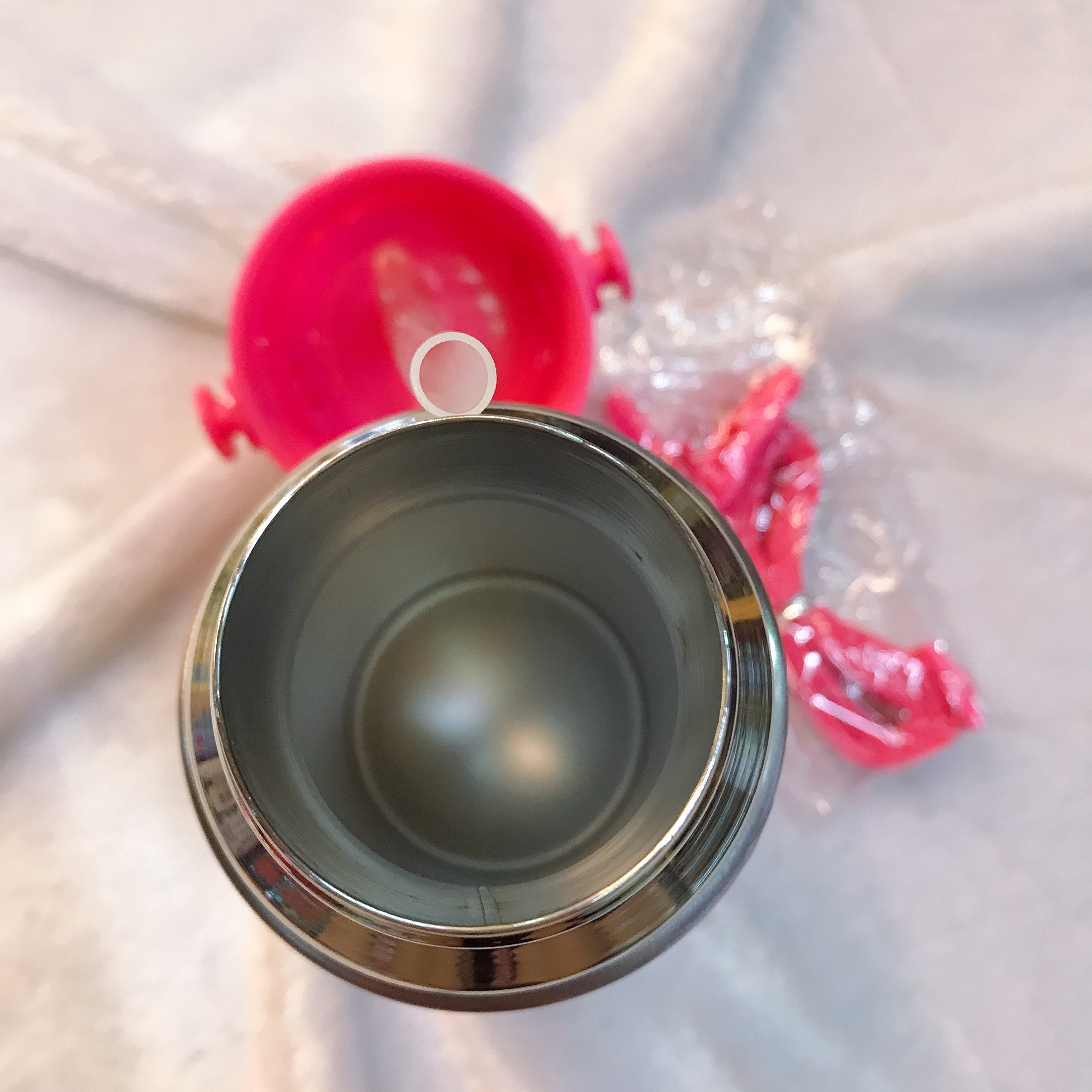 Bình nước giữ nhiệt hình mèo Kitty chấm ô vuông nắp trong suốt màu hồng đậm cho trẻ em, bé gái -  - KT3610HD