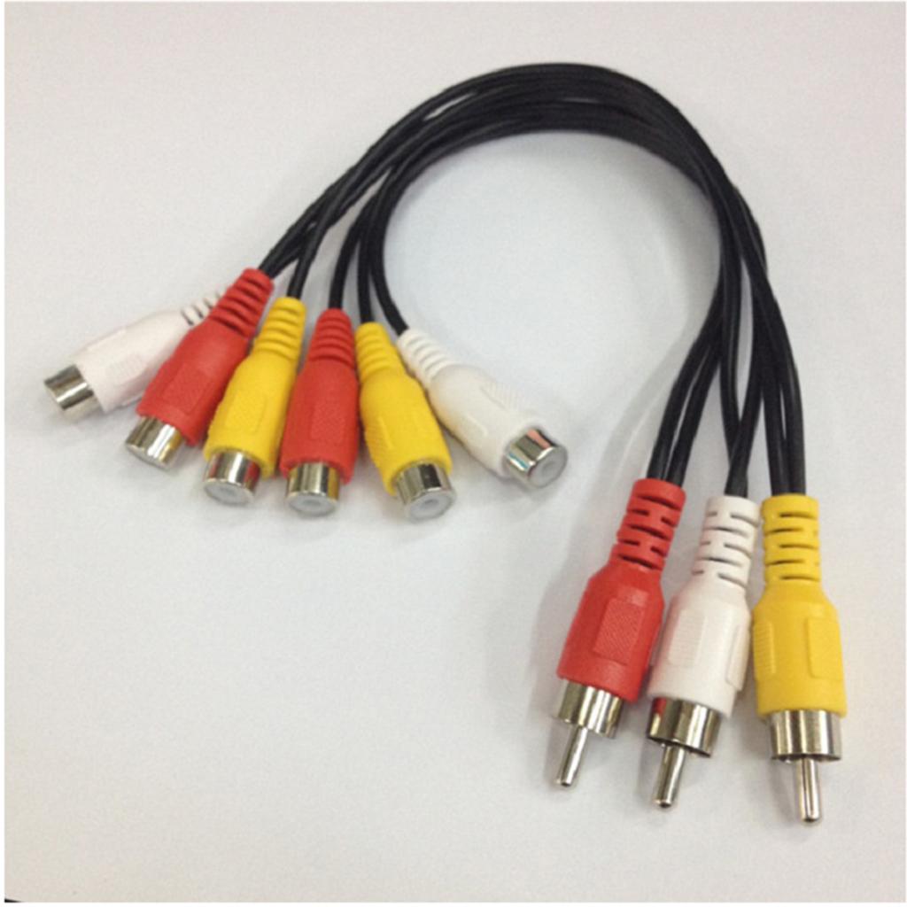 Female RCA to 3RCA Cable Male Jack Splitter Adapter Cable forTV DVD Player