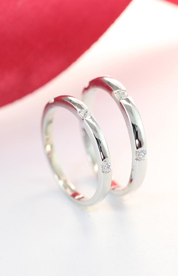 Nhẫn đôi bạc nhẫn cặp bạc đẹp đính đá cách điệu ND0364