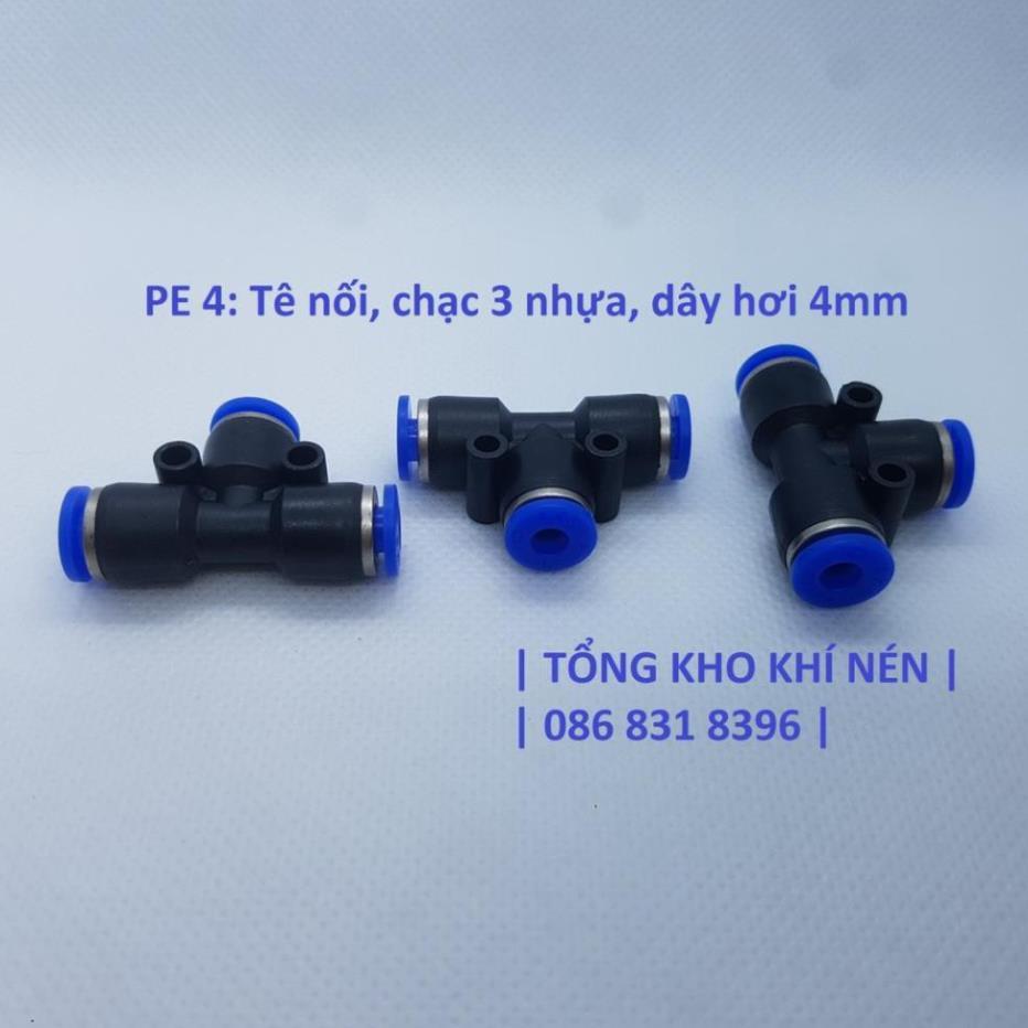 Nối chữ T ống khí nén, phun sương PE4 PE6 PE8 PE10 PE12