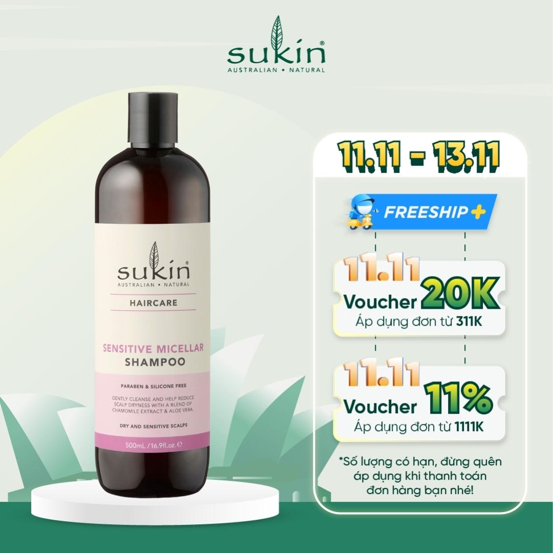 Dầu Gội Micellar Cho Da Đầu Nhạy Cảm Sukin Sensitive Micellar Shampoo 500ml