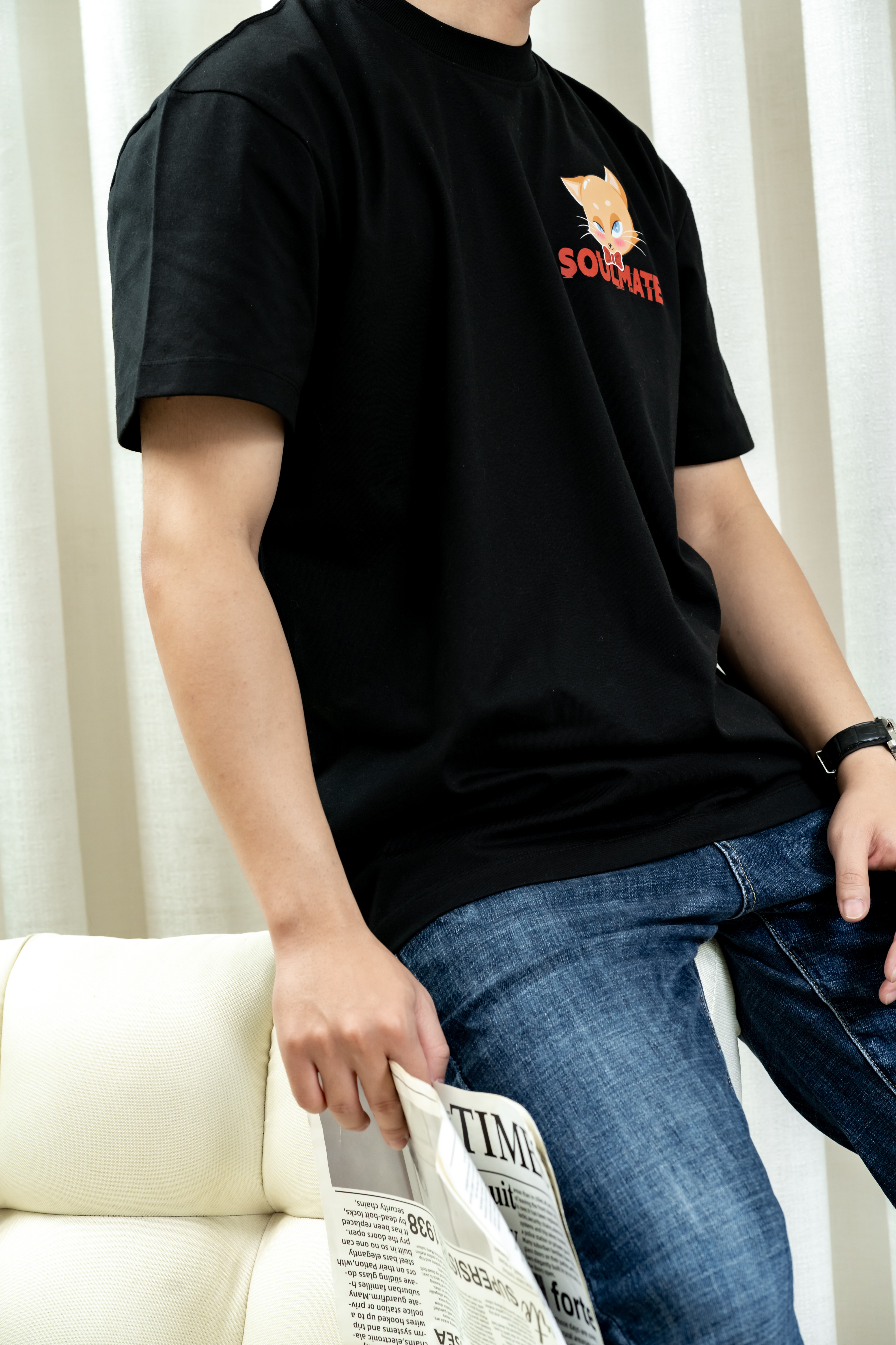 Áo thun Soul gangster cat soft boy, Áo phông in hình unisex nam nữ oversized tay ngắn form rộng