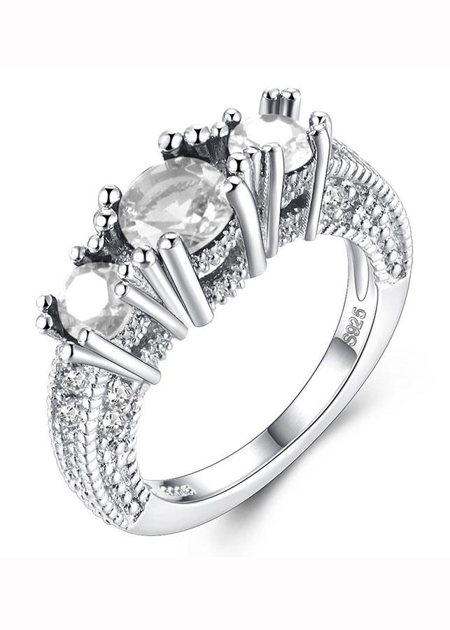 Nhẫn bạc nữ đính đá zircon tinh tế độc quyền