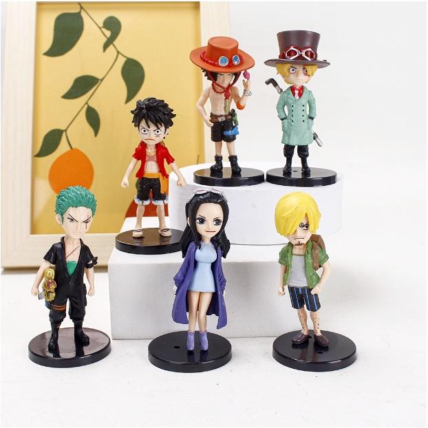 Mô Hình Nhân Vật One Piece, Bộ 6 Mô Hình Luffy, Zoro Cao 8cm, Trang Trí Decor, Bộ Sưu Tầm Nhận Vật Anime