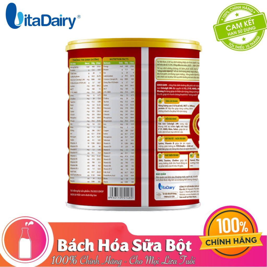 Sữa bột Colos Gain 1+ /Cho bé Tăng cân nhanh + Miễn dịch khoẻ