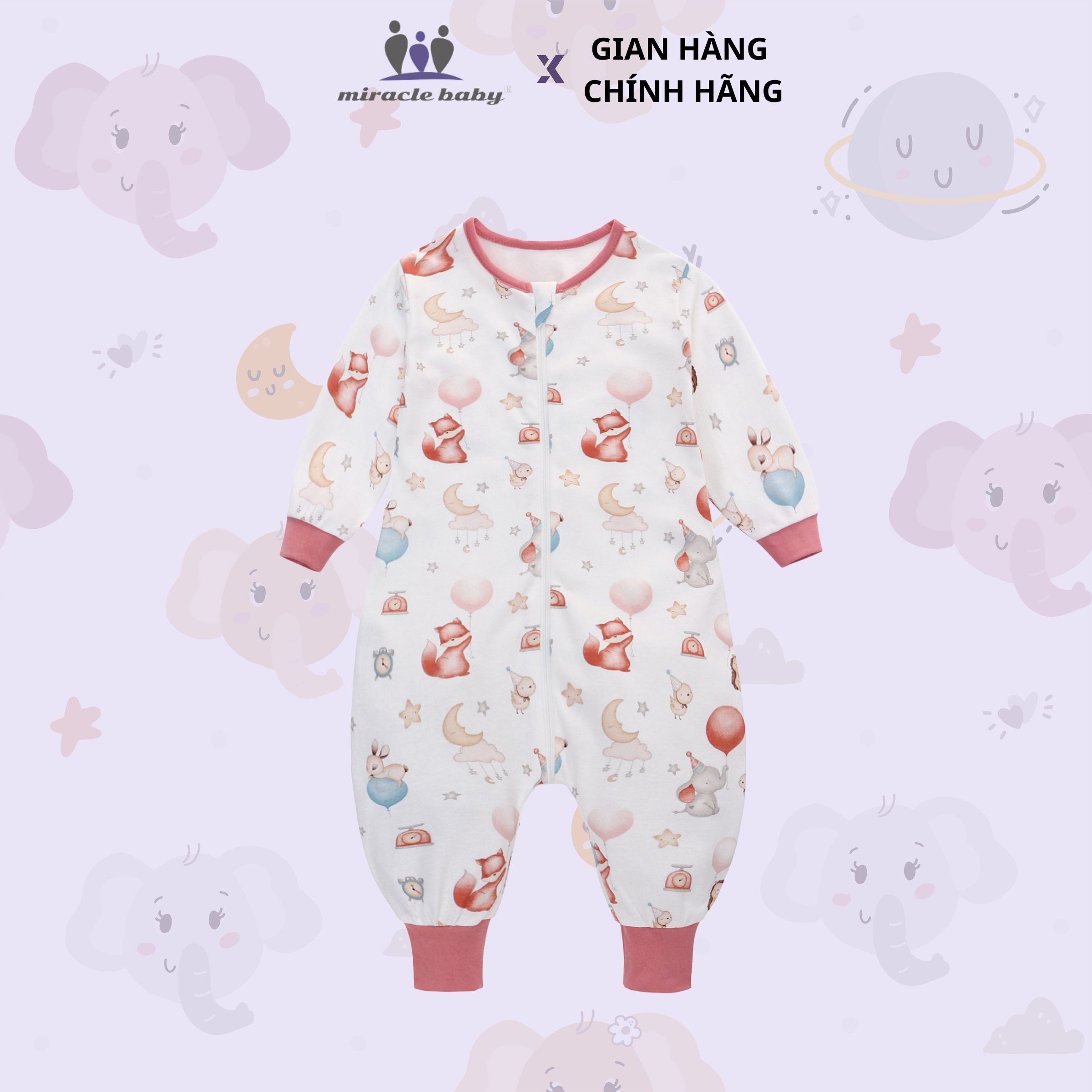 Túi ngủ quần chất liệu Cotton bản cải tiến mới co giãn tốt, thoải mái, hạn chế giật mình cho bé khi ngủ_Miracle Baby