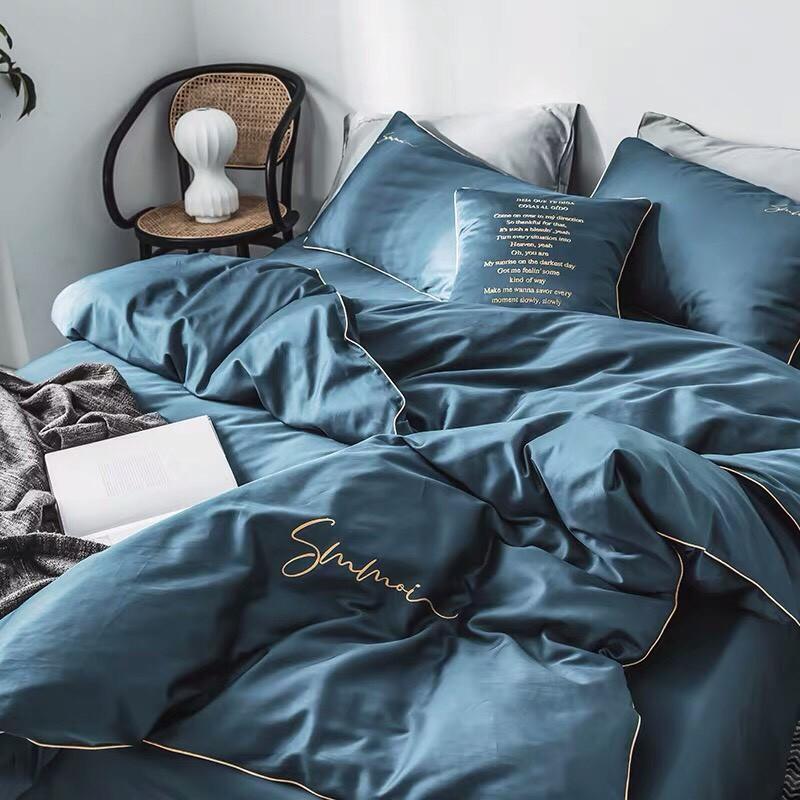 Bộ 5 Món Vỏ Chăn Tencel 40s Sumoi - Xanh Cổ Vịt