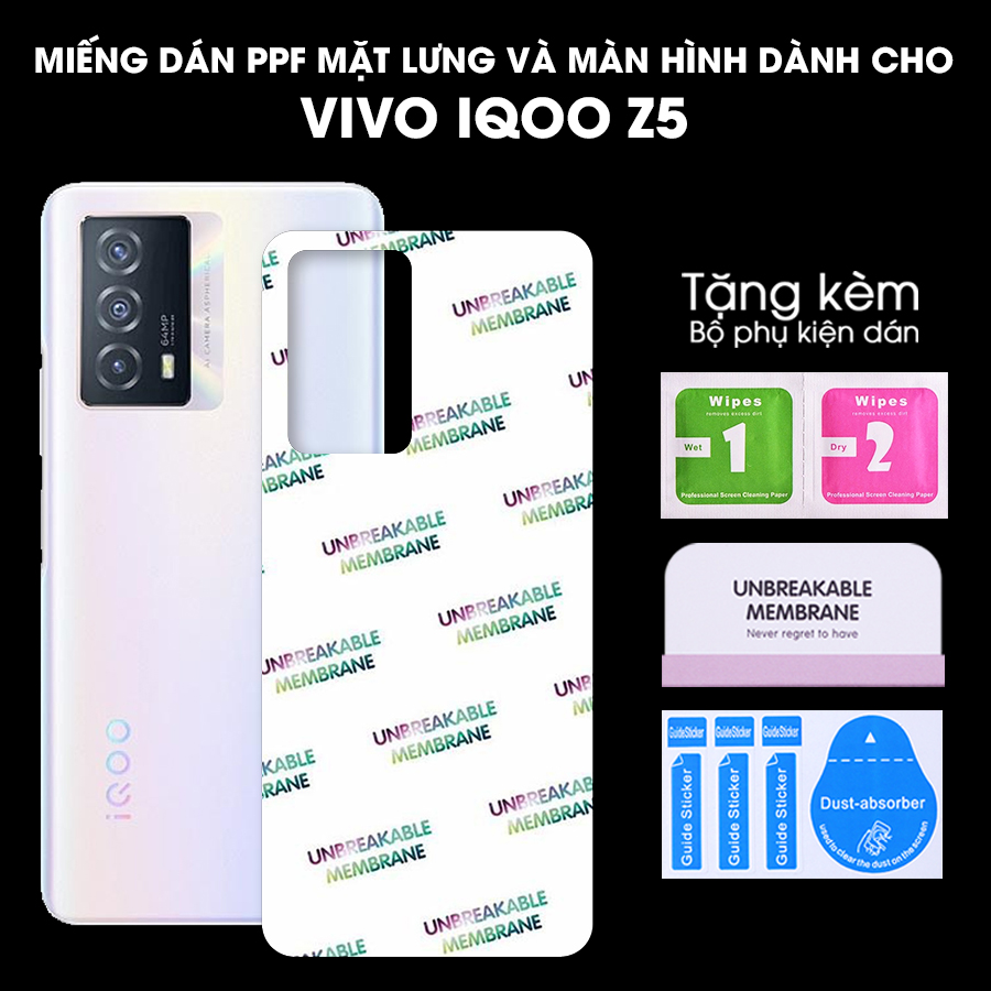 Miếng Dán Dẻo PPF Mặt Lưng, Màn Hình Mặt Trước Dành Cho Vivo Iqoo Z5 Chống Trầy Xước - Handtown - Hàng Chính Hãng