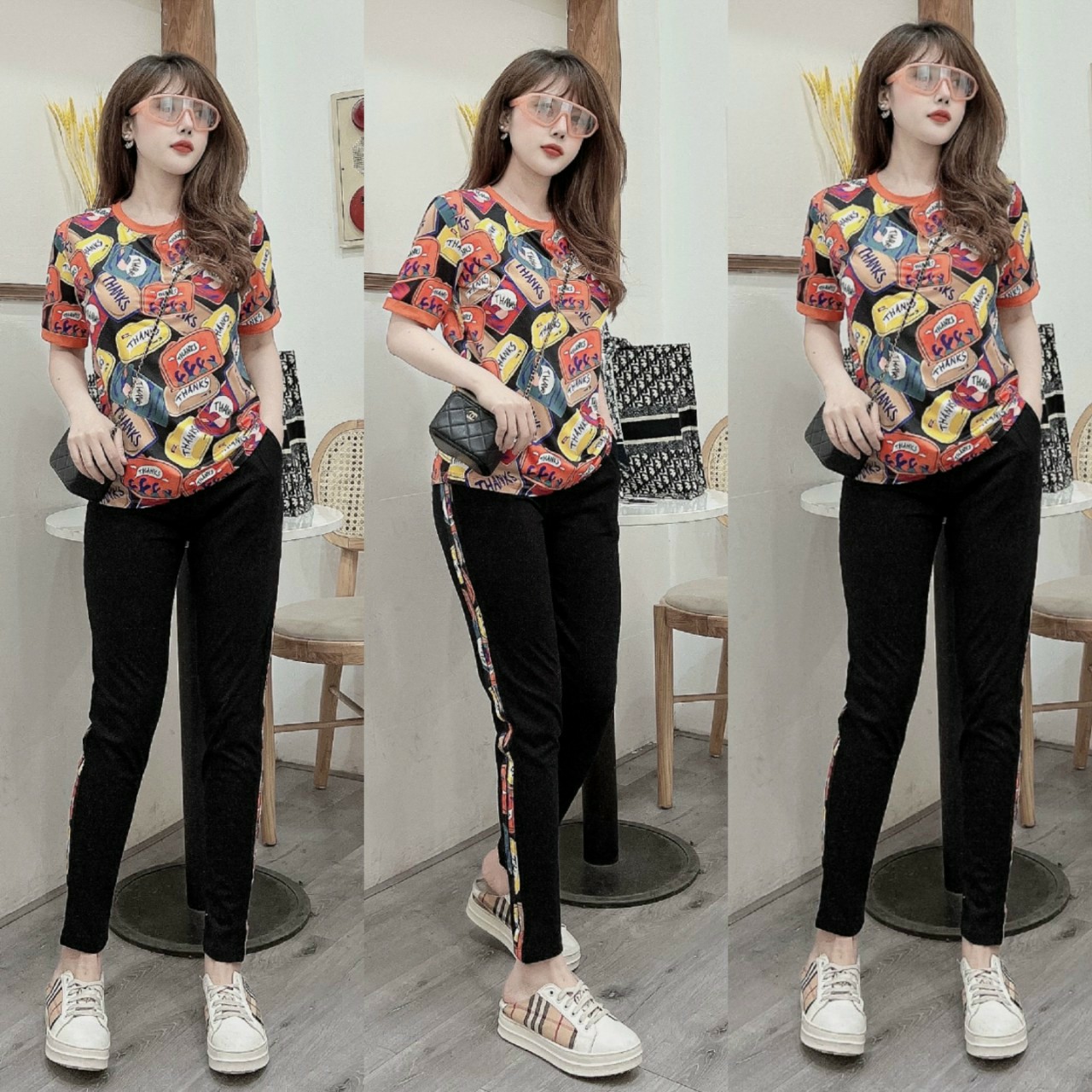 Đồ bộ thun cotton nữ họa tiết giải khát in 3D sắc nét