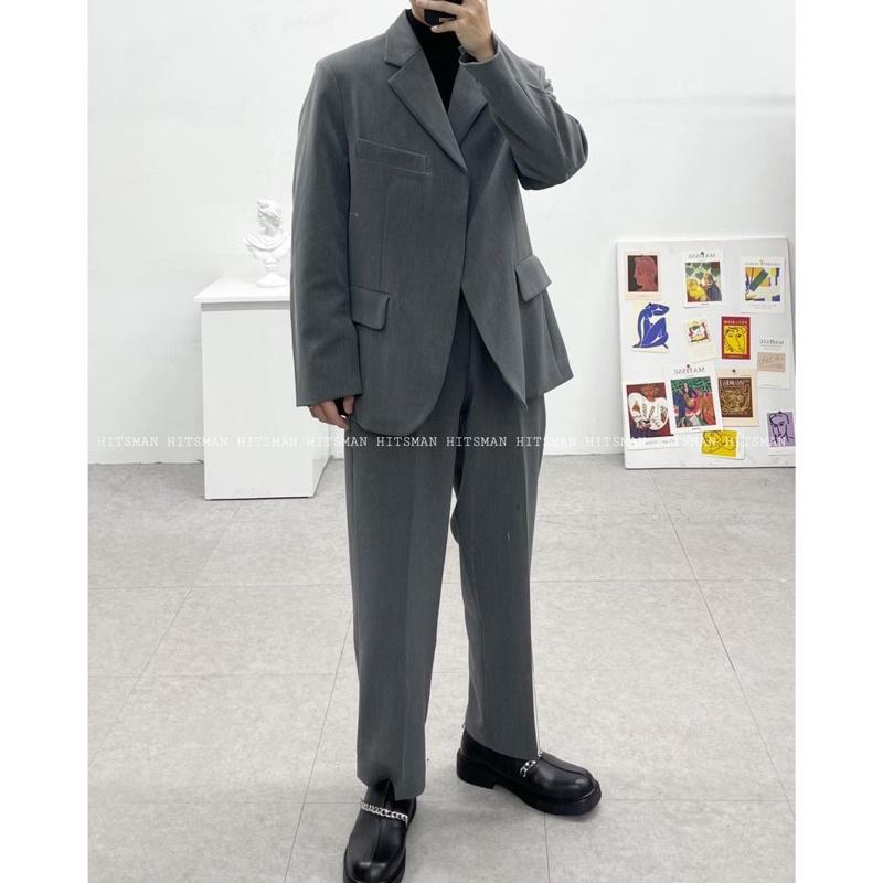 Set blazer xám đậm HitsMan 46675