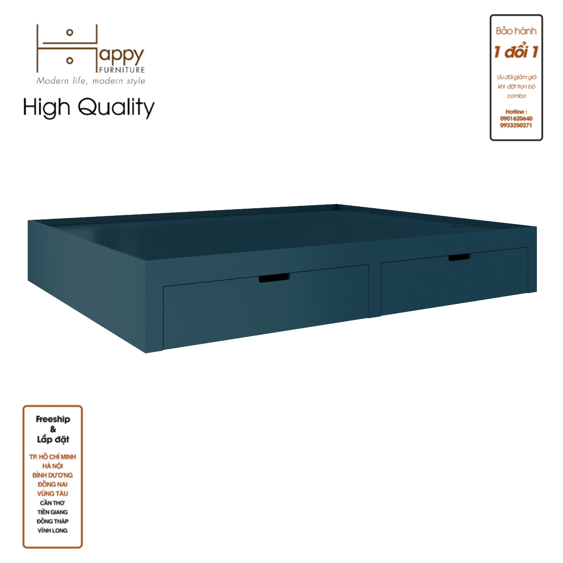 [Happy Home Furniture] MOLLY , Giường ngủ 2 ngăn kéo GNG_106, GNG_107, GNG_108, GNG_109