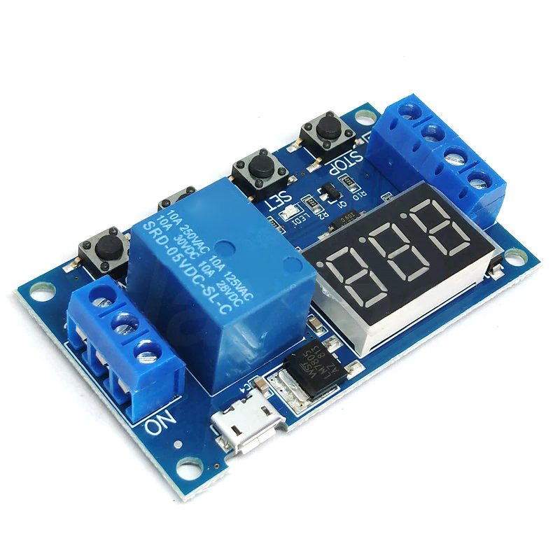 Module mạch Relay timer rơ le thời gian trễ XY-J02 tự động tắt, bật theo chu kỳ do ta cài đặt