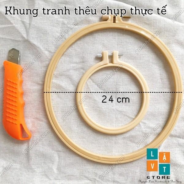 Khung thêu tròn giả tre bằng nhựa chắc chắn để đan, may vá