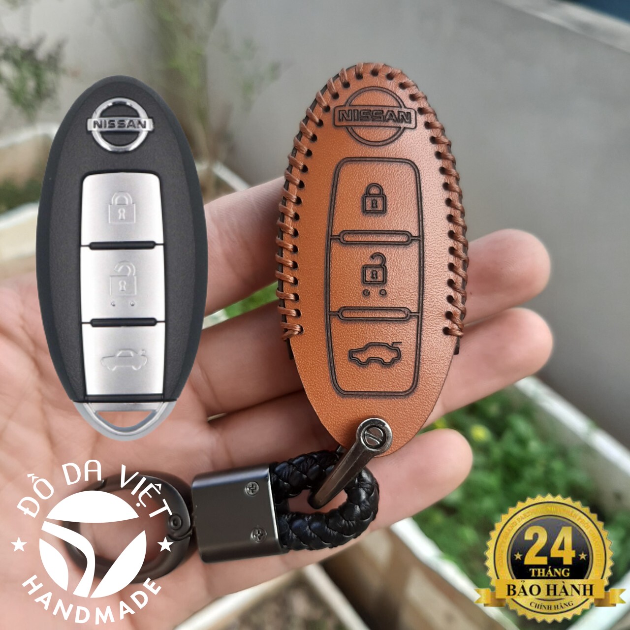 Bao Da Chìa Khóa Nissan Xtrail, Navara, teana, terra (CHÌA 3 NÚT) [ Bảo Hành 2 năm] Da bò 100