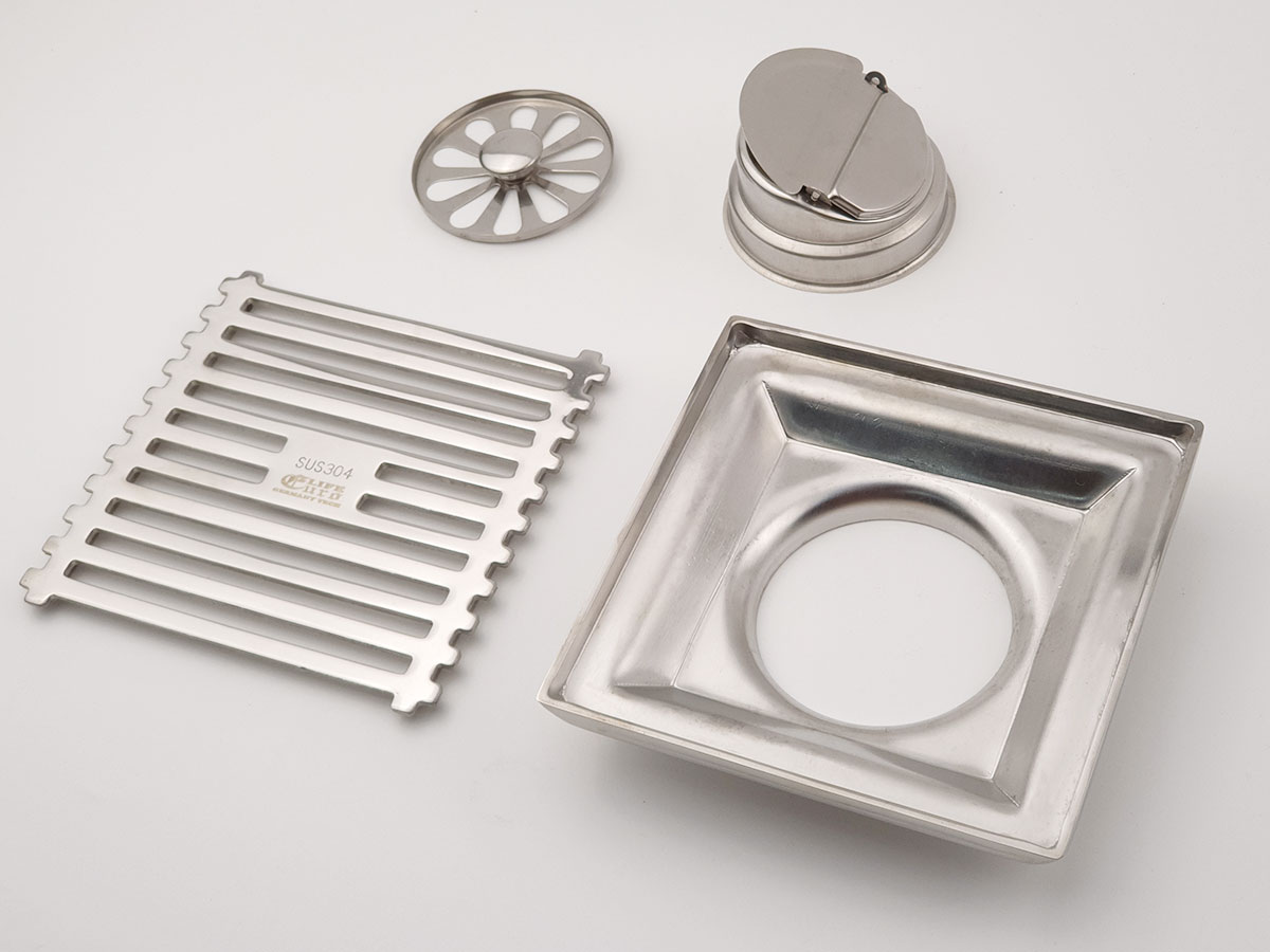 Phễu thu sàn - thoát sàn chống hôi Inox SUS 304, 10cm x 10cm Eurolife EL-HG04 ( Trắng bạc)