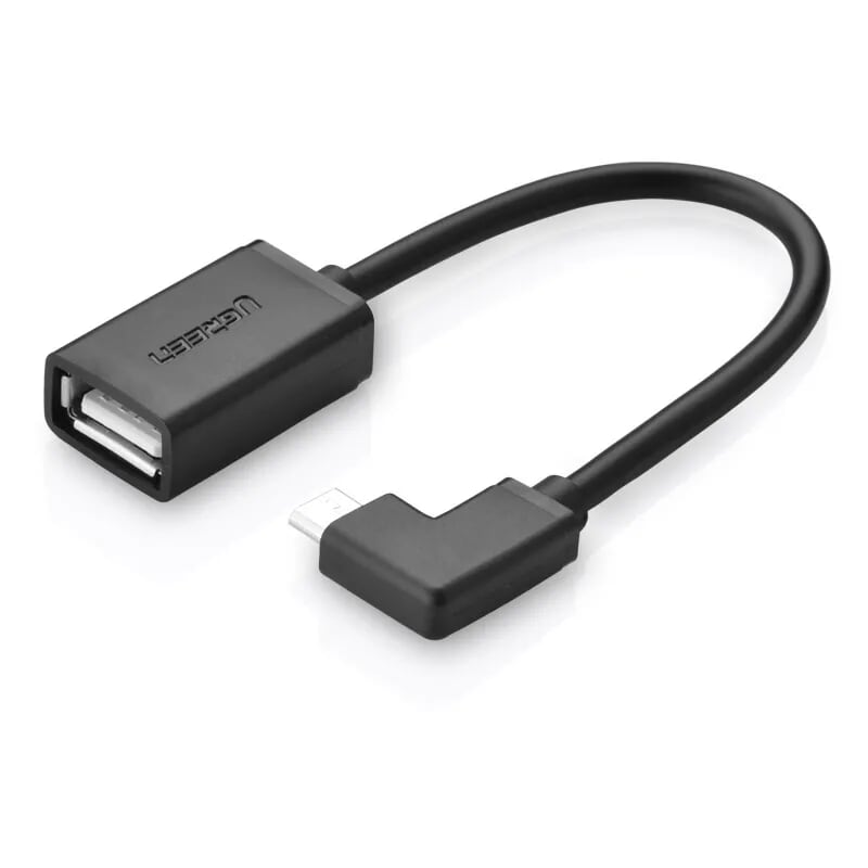 Cáp chuyển đổi Micro usb 2.0 sang usb OTG cao cấp bẻ góc 90 độ màu đen UGREEN USB10379Us119 Hàng chính hãng