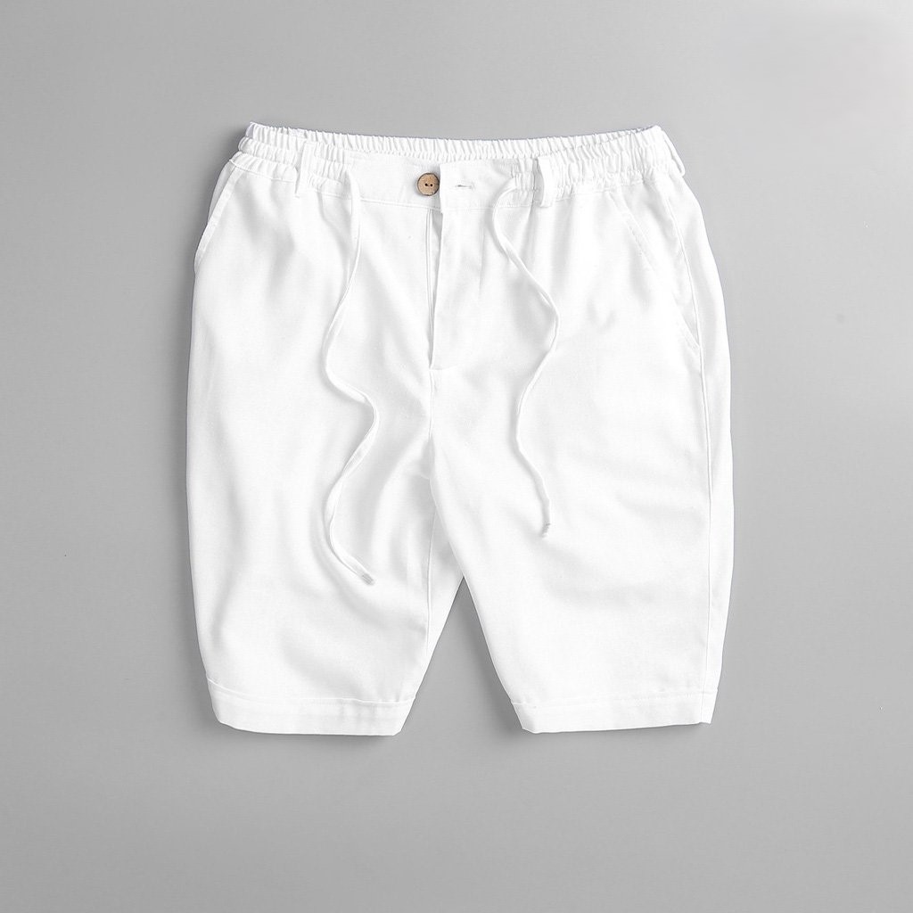 Set áo sơ mi nam dài tay mix quần short lưng thun có túi chất liệu Linen mát mịn phong cách Hàn