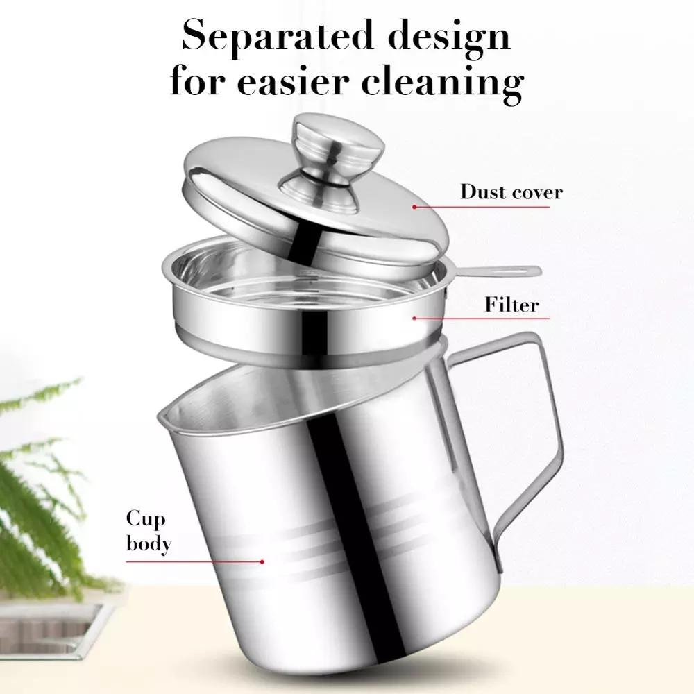 Bình Lọc Dầu Bằng Thép Không Gỉ Có Nắp Đậy Tiện Dụng