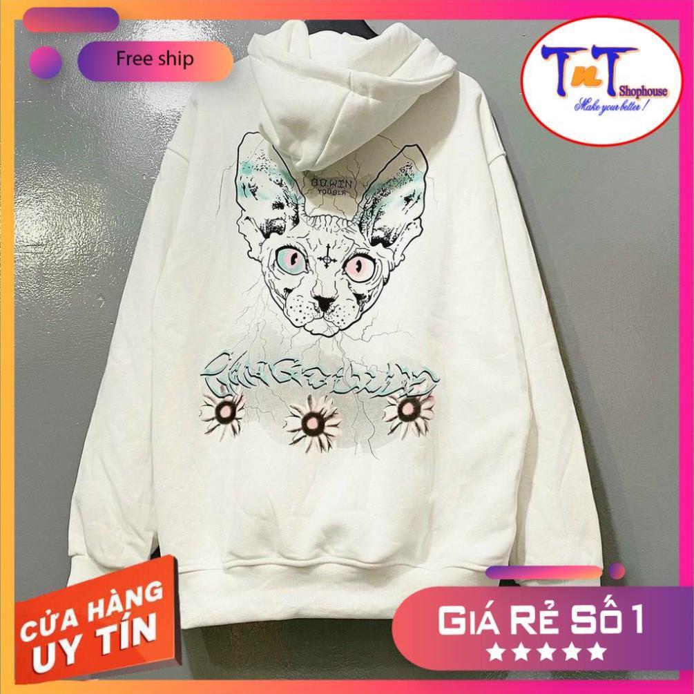 KNN06 Áo Khoác Nỉ Khóa Kéo Mèo 3 Hoa cá tình thời trang cao cấp