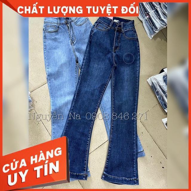 QUẦN JEANS LOE DÁNG DÀI LƯNG CAO 2 NÚT- ảnh thật shop chụp