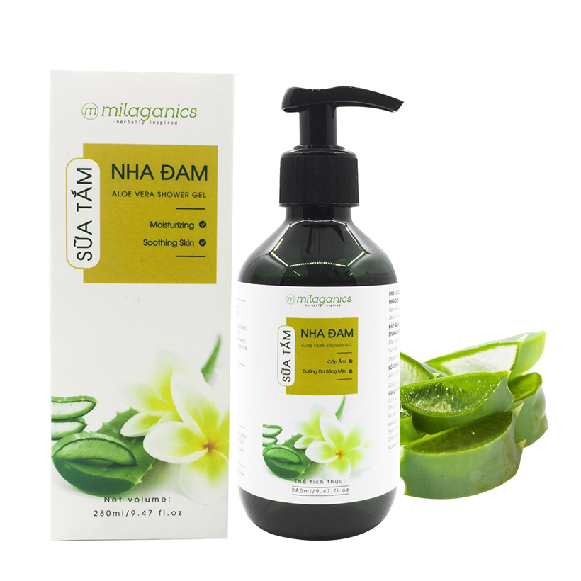 Bộ Đôi Làm Sạch &amp; Detox Toàn Thân Tẩy Tế Bào Chết Cà Phê &amp; Sữa Tắm Nha Đam MILAGANICS (500ml/ Bộ)