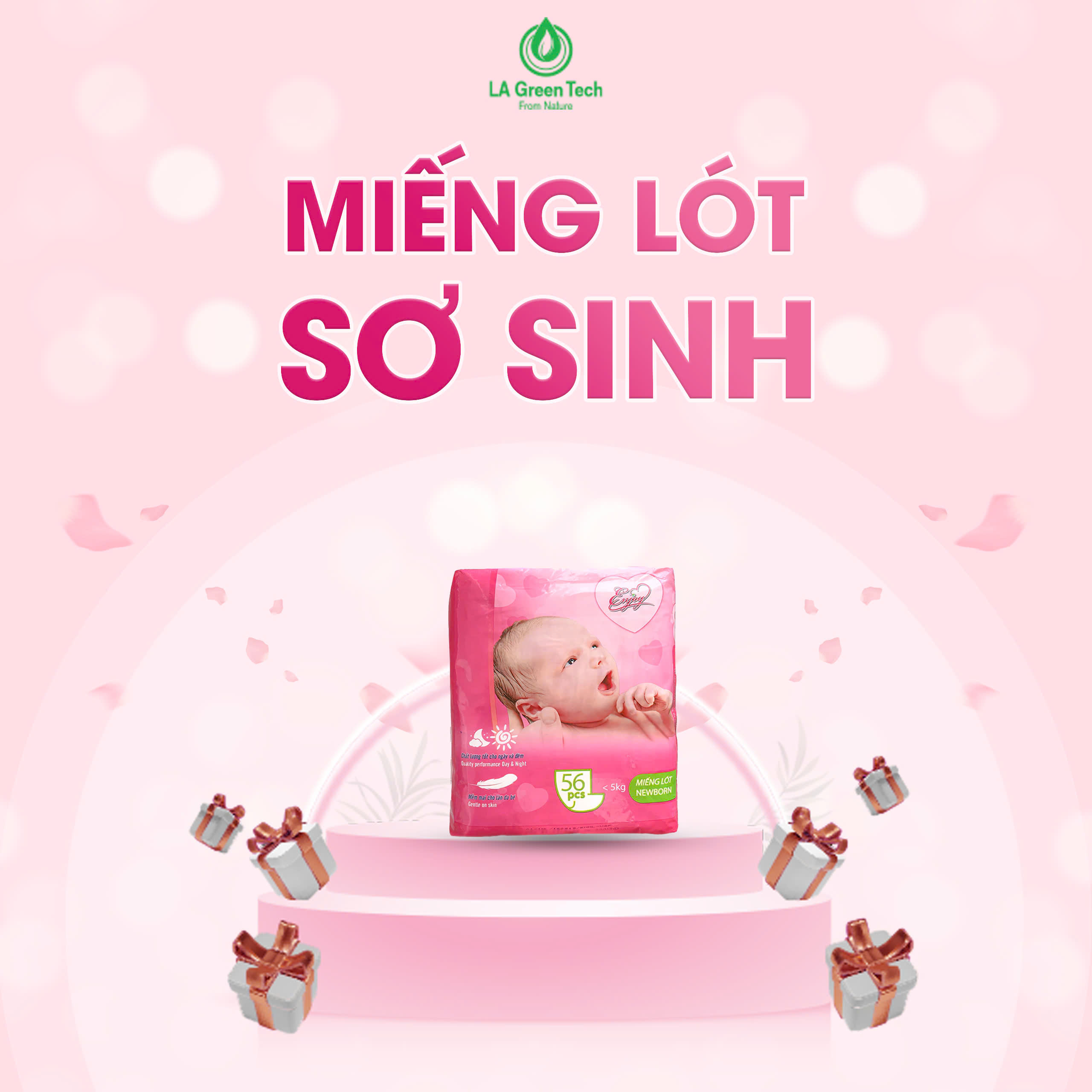Miếng lót thấm hút tốt cho bé dưới 5kg Enjoy Newborn mềm mại 56 miếng