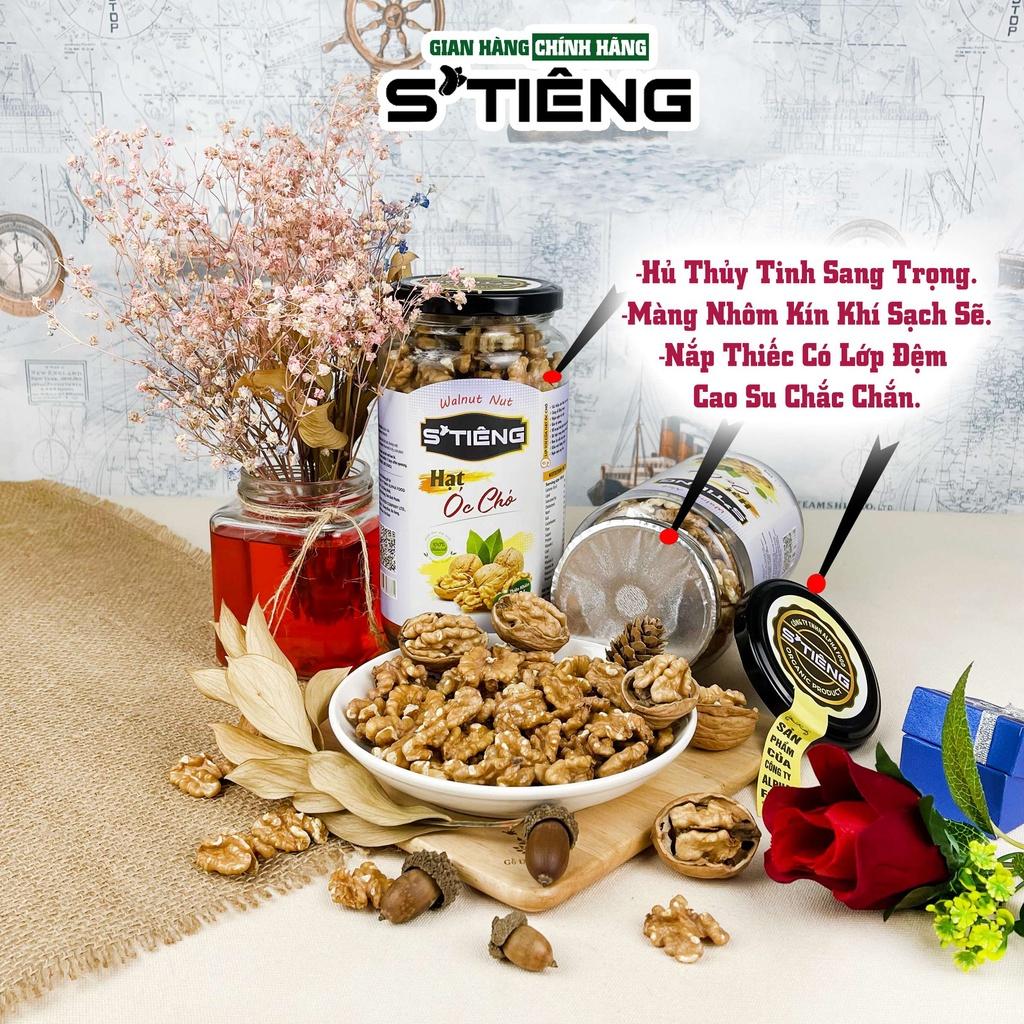 400Gr Nhân Hạt Óc Chó Vàng STIENG Nhập Khẩu Mỹ Đã Tách Sạch Vỏ Hủ Thủy Tinh