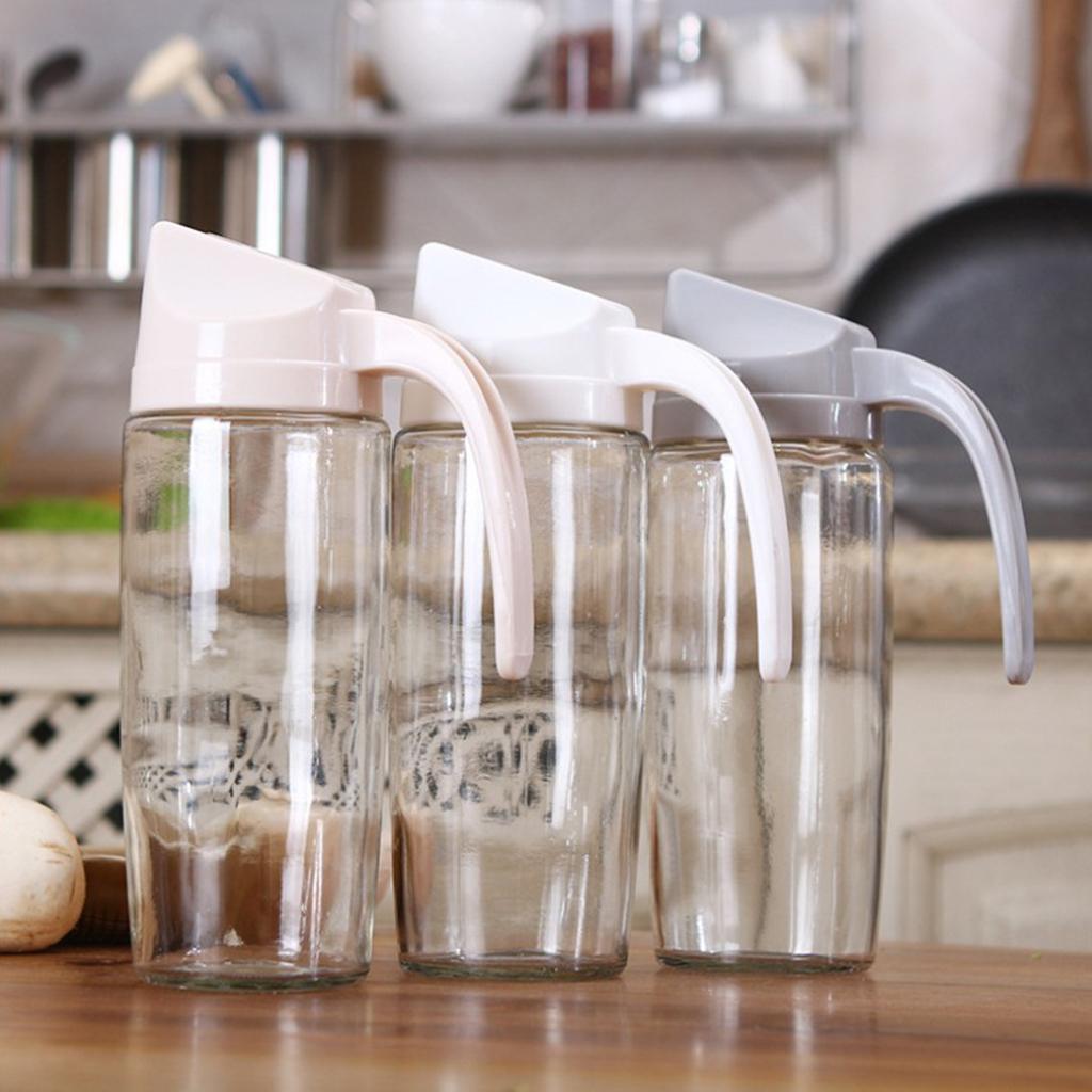 2X Glass Oil Bottle Vinegar Olive Spice Dispenser Leak-Proof Kitchen Tool,600ml