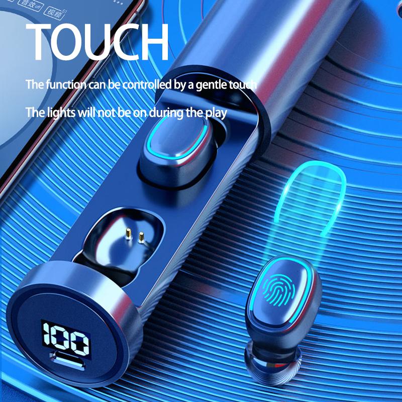 Tai Nghe Nhét Tai Không Dây Bluetooth Tai Nghe BT 5.0 Màn Hình Hiển Thị LED TWS Tai Nghe Có Micro Xi Lanh Tai Nghe Nhét Tai Dành Cho Điện Thoại Di Động Android