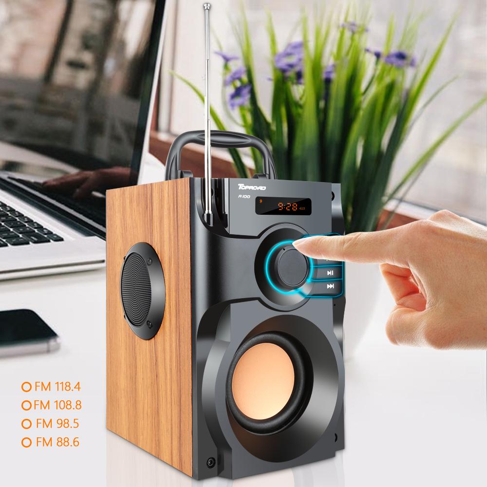 Toproad di động loa bluetooth stereo không dây stereo loa loa loa hỗ trợ FM radio tf aux usb điều khiển điều khiển từ xa Color: yellow