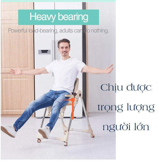 Ghế Ăn Dặm Cao Cấp bằng da, nâng hạ độ cao, nằm ngả cho trẻ từ 6 tháng - 6 tuổi (trọng tải 70kg)