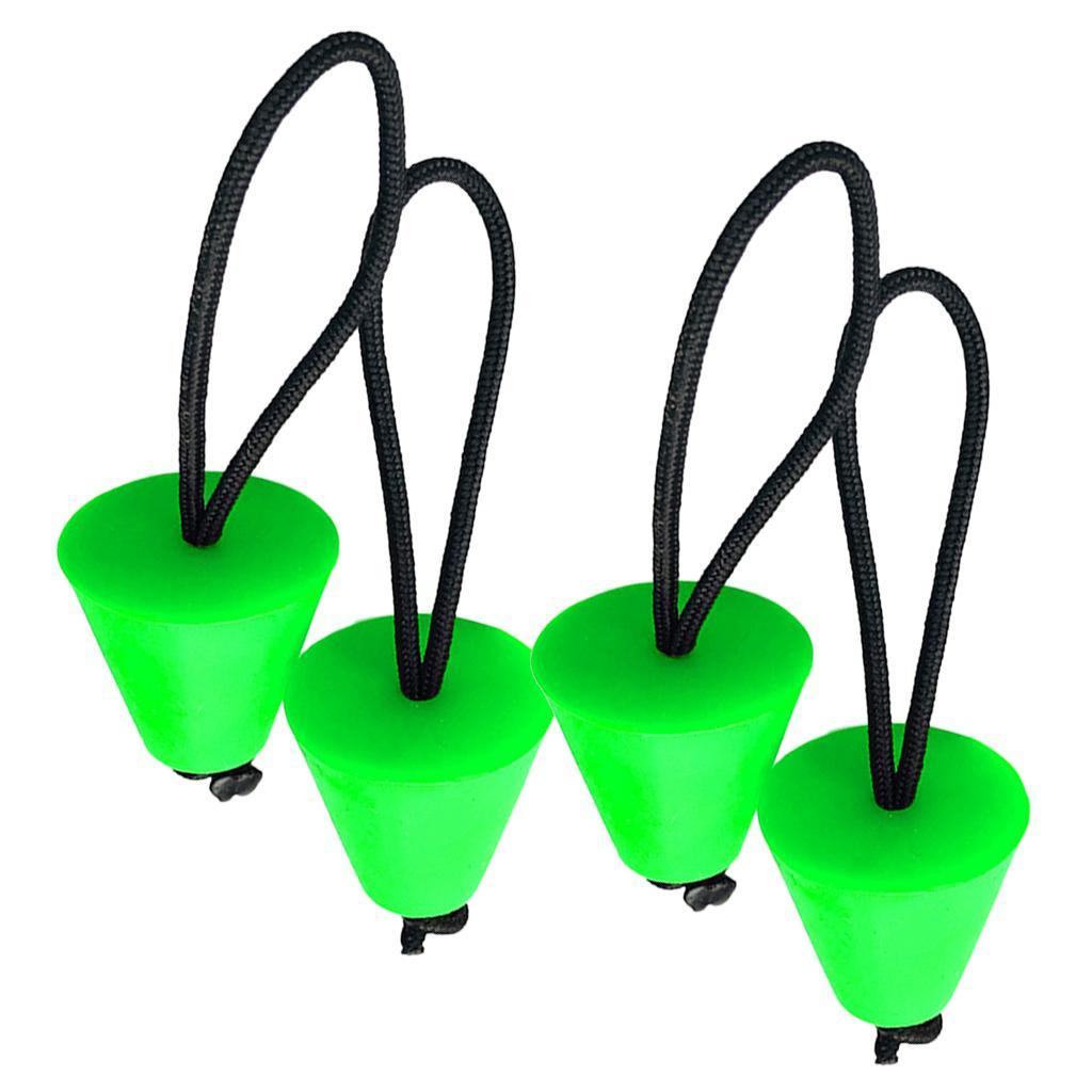 4 Pieces Green Rubber Universal Kayak Canoe Inflatable Boat Raft Scupper Drain Holes Stopper Bungs Accessories