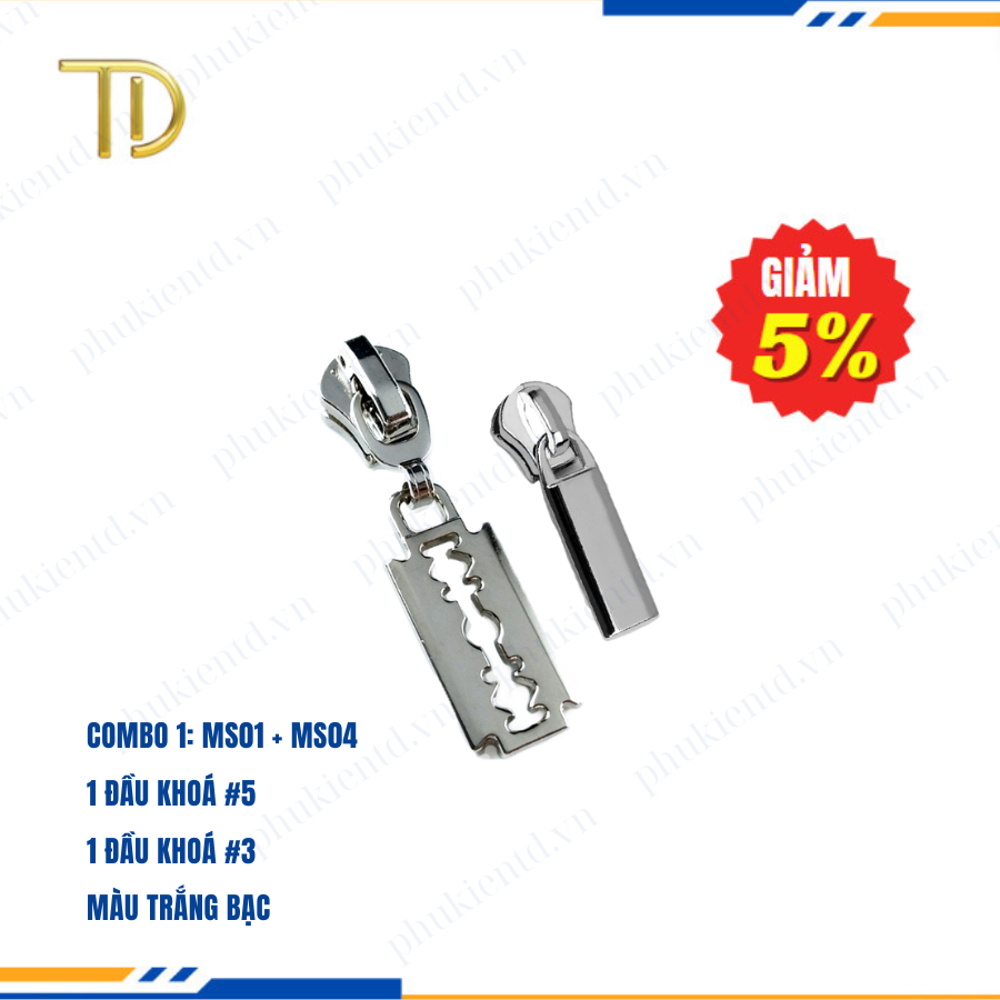 Đầu khóa kéo túi xách, đầu khóa kéo thay thế, đầu khóa kéo balo răng 5 mạ điện độ bền 5-8 năm