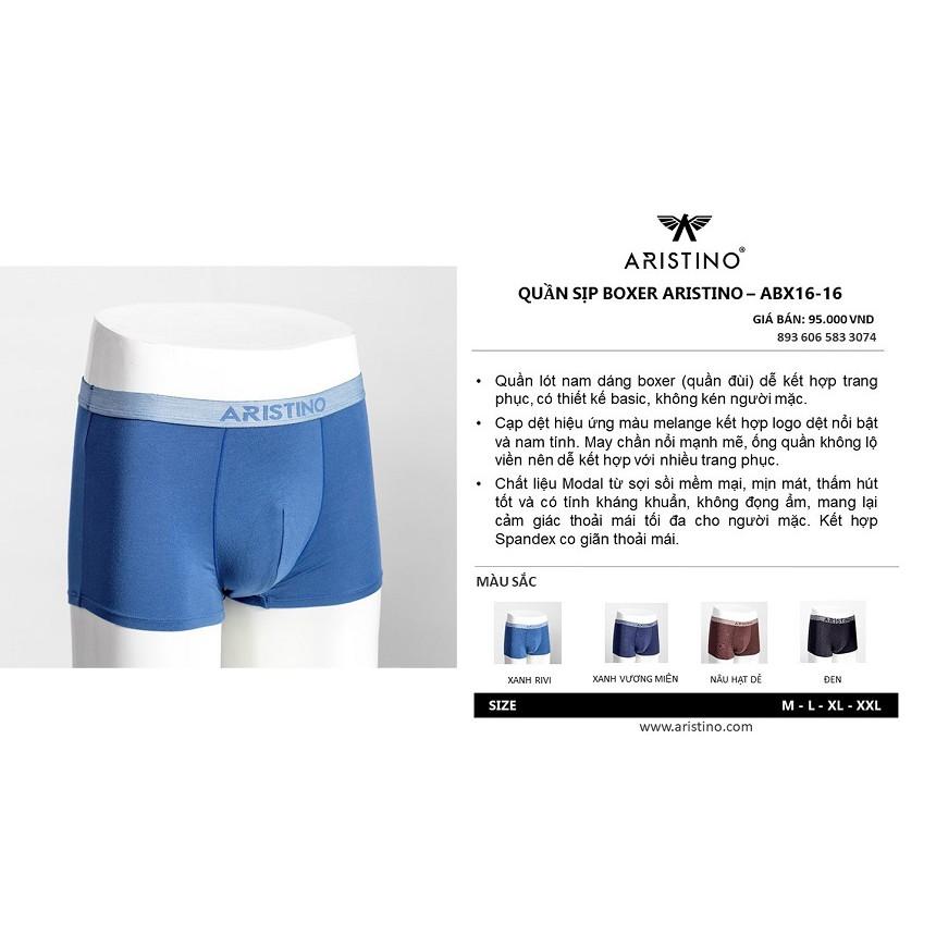 Set 3 chiếc quần sịp đùi nam Boxer Aristino ABX16-16 mềm mịn, kháng khuẩn - Giao màu ngẫu nhiên