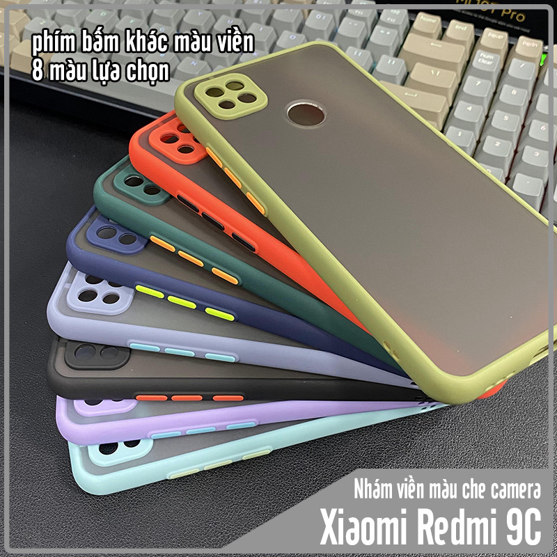 Ốp lưng cho Xiaomi Redmi 9C trong nhám viền màu che camera