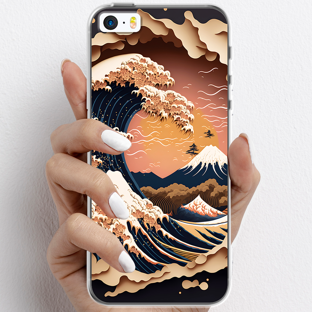 Ốp lưng cho iPhone 5, iPhone SE 2016 nhựa TPU mẫu Sóng biển