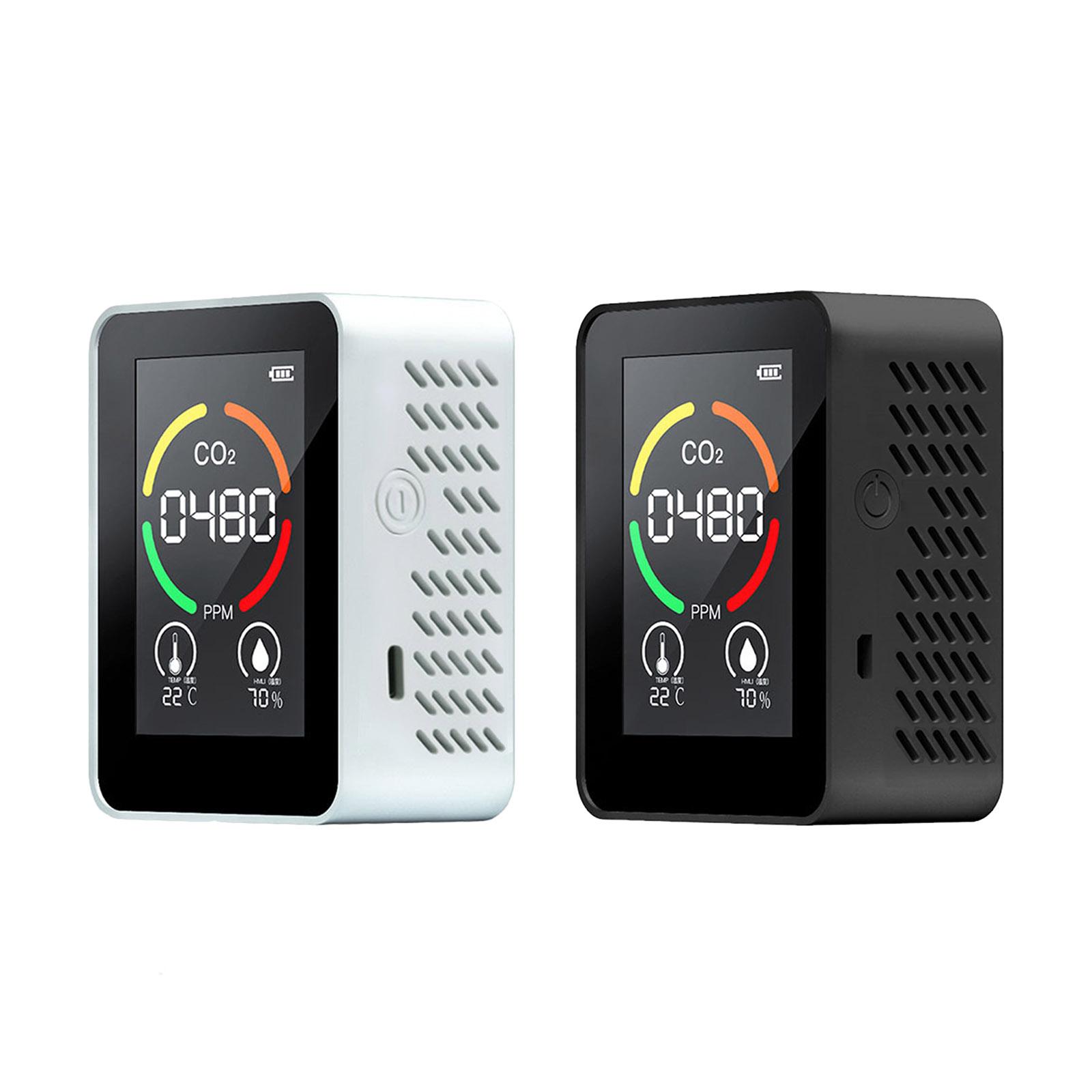 Air Quality Monitor Indoor CO2 Meter Carbon Dioxide Detector Temperature Humidity Meter with LED Digital Display and LCD Screen Rechargeable Battery