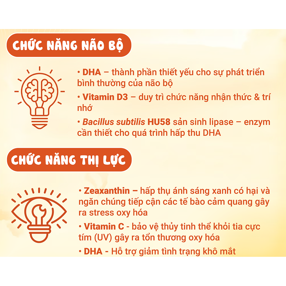 Kẹo dẻo Lợi khuẩn Huro Brain Eyes – Hỗ trợ phát triển não bộ và thị lực (Hộp 56 viên)