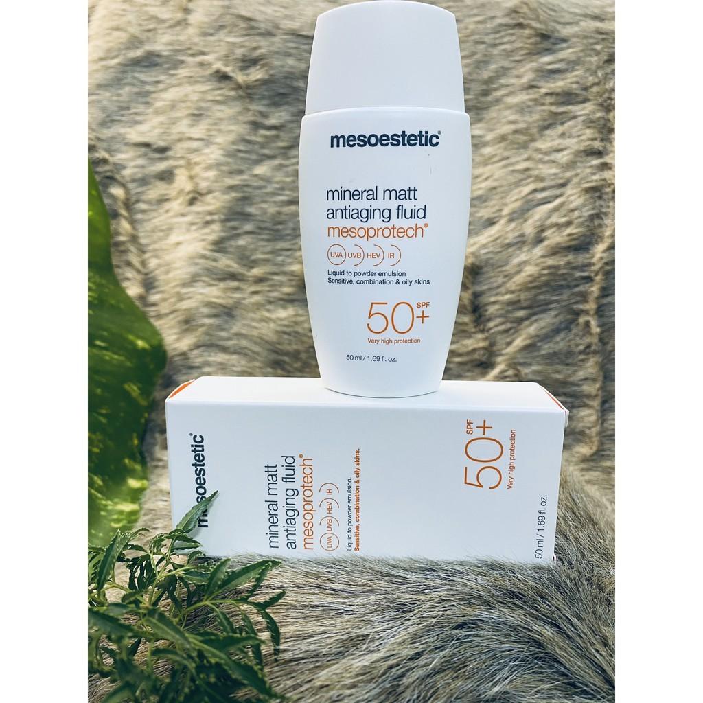 Kem chống nắng thế hệ mới Mesoestetic Mineral Matt Antiaging Fluid Mesoprotech SPF 50+
