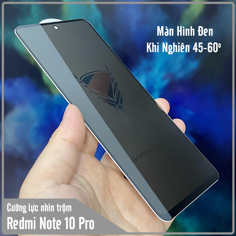 Kính cường lực cho Xiaomi Redmi Note 10 Pro 4G chống nhìn trộm full viền đen