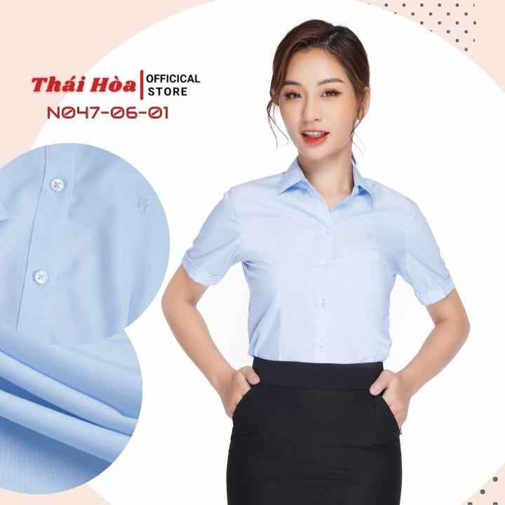 Áo sơ mi nữ Thái Hòa N047-02-01 vải cotton thoáng mát màu vàng