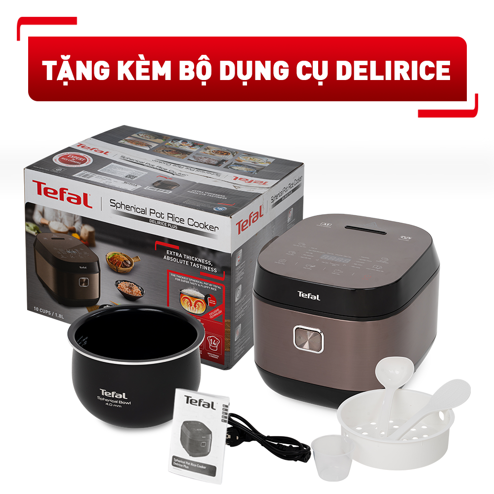 Nồi cơm điện tử Tefal 1.8L - Lòng nồi siêu dày 4mm RK776968 - Thương hiệu Pháp - Hàng chính hãng