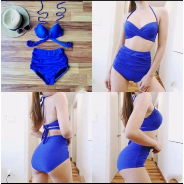 Bikini đồ bơi đi biển 2 mảnh gọng chéo cạp cao quần nhún VATIXA BKN45