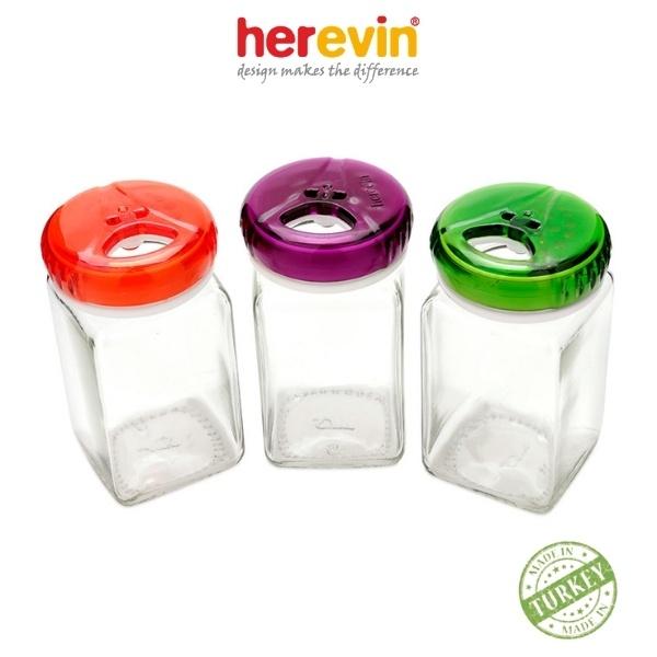 Bộ 3 Lọ Đựng Gia Vị Thủy Tinh Vuông Herevin 160ml - HUGI121075-000