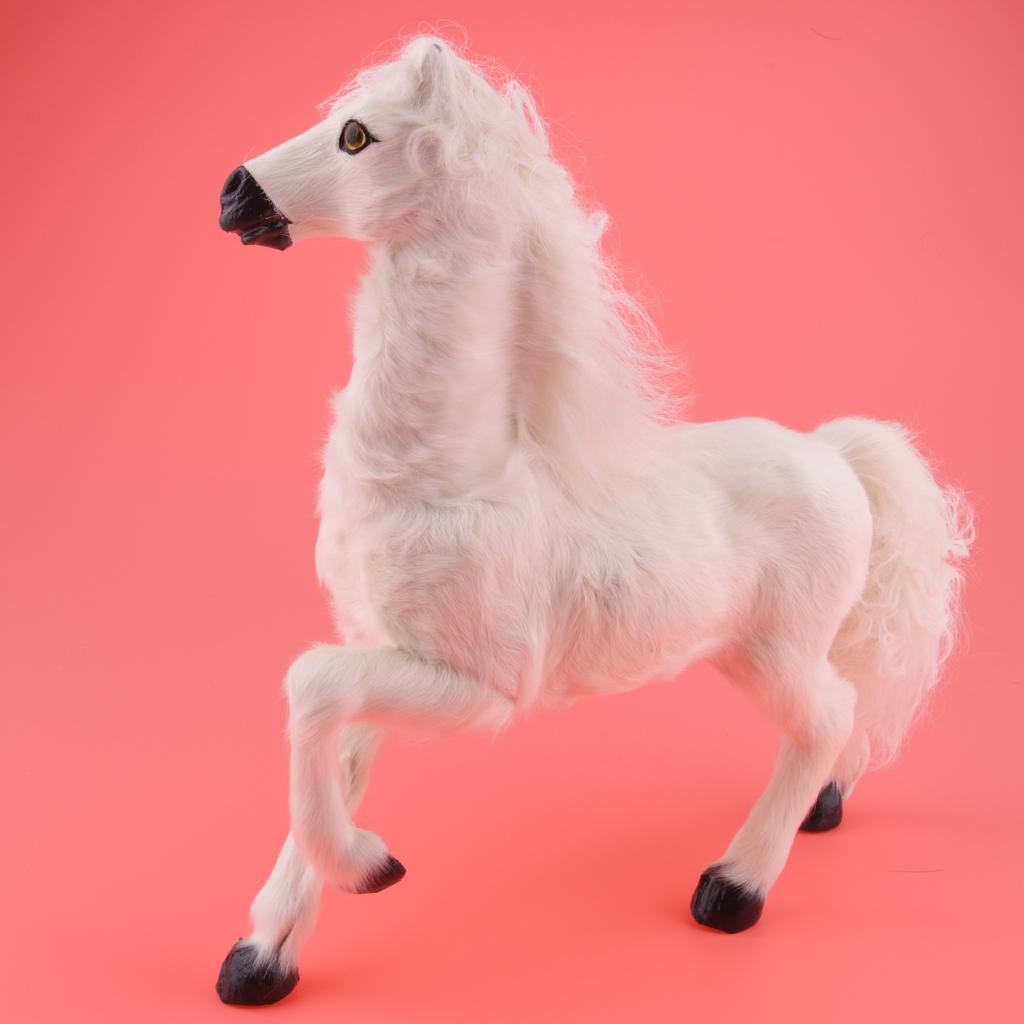 Simulation Animal 12'' White Horse Model Figure Kids Toy Home Garden Decor