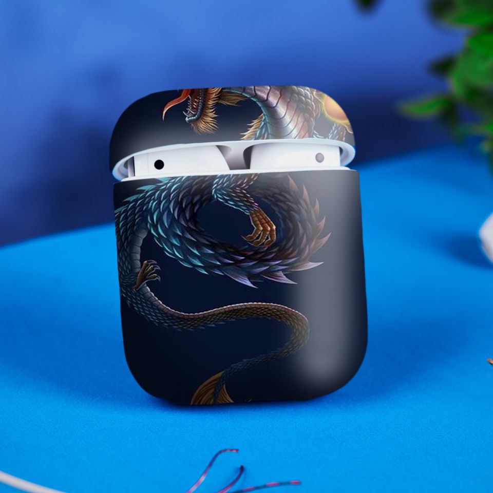 Miếng dán skin chống bẩn cho tai nghe AirPods in hình Rồng Dragon - dra031 (bản không dây 1 và 2)