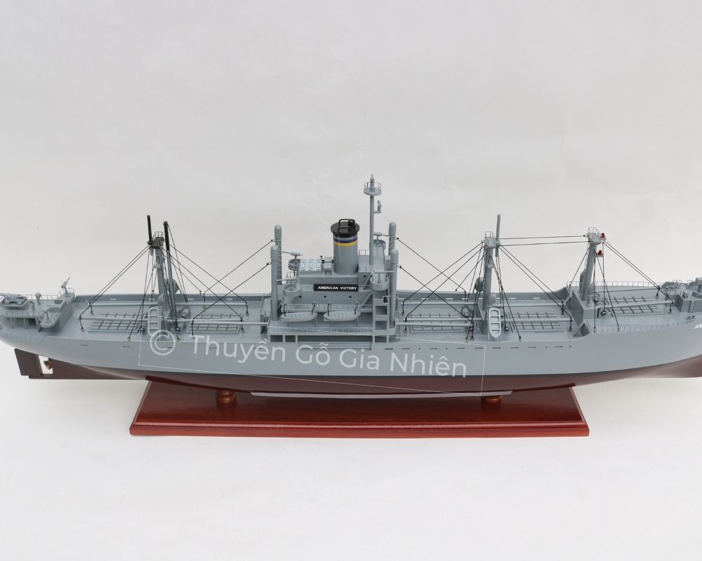 Mô Hình Thuyền Gỗ Phong Thủy Dạng Thuyền Chiến SS American Victory Chính Hãng Hàng Xuất Khẩu Chất Lượng Cao