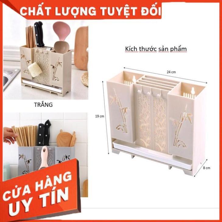 Ống đũa thìa kèm giá cắm dao dán tường gọn gàng tiện dụng