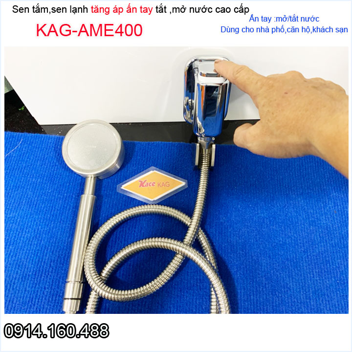 Bộ sen lạnh ấn tay KAG-AME400 trọn bộ có dây, Vòi sen lạnh gắn tường thiết kế sang trọng nối ren D21